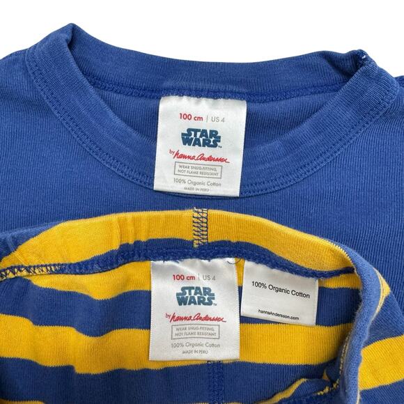 HANNA ANDERSSON Star Wars Blue Yellow Short John Pajama Set Size 4 100 Chewy Han - Picture 4 of 7
